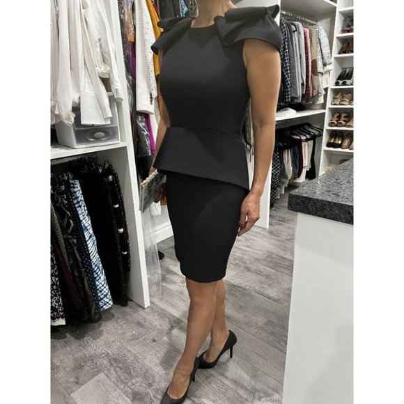 Marchesa Black 100% Silk Designer Sheath Dress $795 - Picture 4 of 10